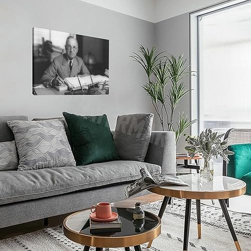 Miniatura 3 de Kiyah Póster artístico de retrato del ex presidente de los Estados Unidos Harry S. Truman (2) póster de pared de impresión en lienzo para oficina,