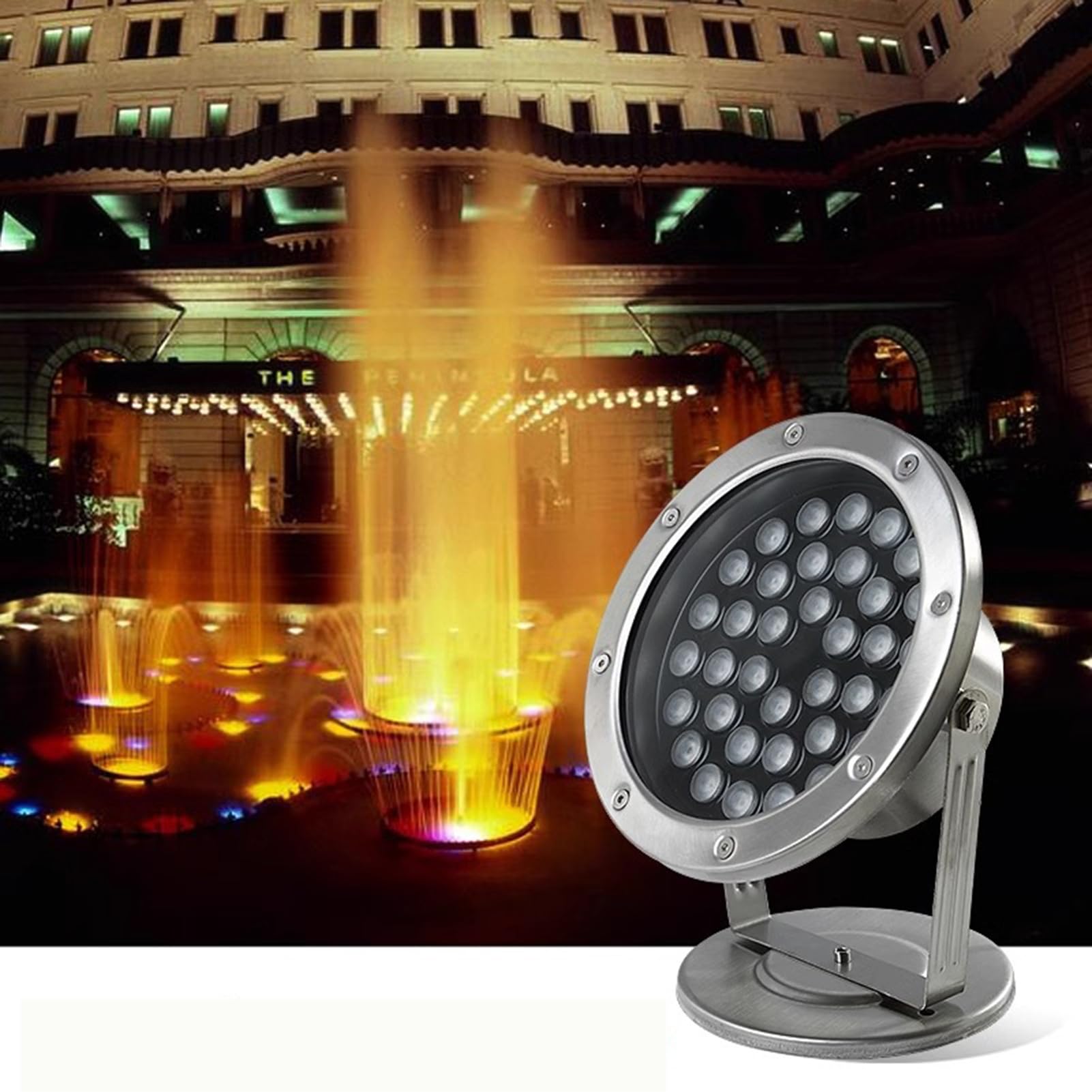 LlpsmengAE Underwater Fountain Light IP68 Waterproof 180° Rotation LED Spotlight for Waterfalls, Fountain, Swimming Pool, Rockery Pond Lights(Red,18W-DC24V)