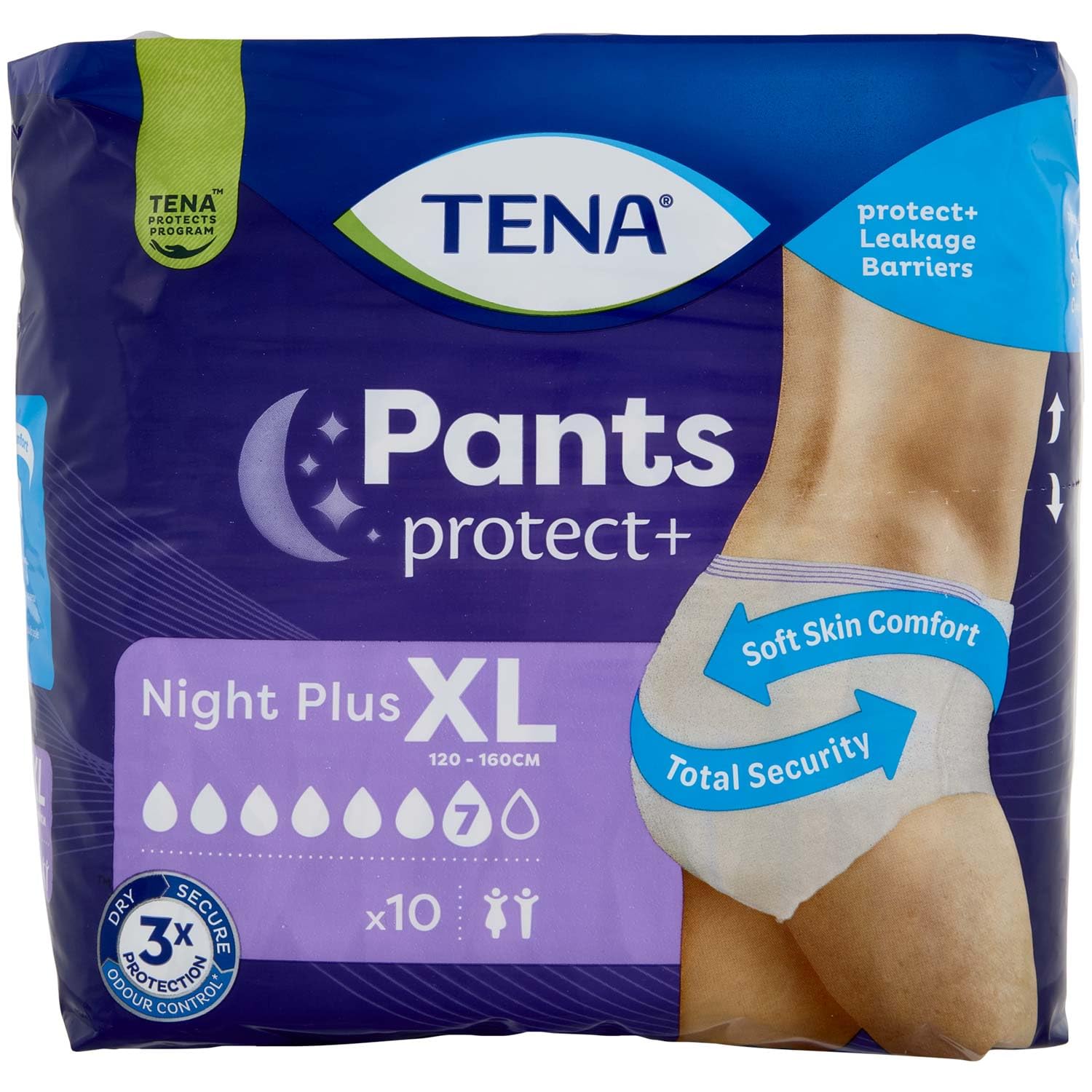 TENA Pants Night Plus XL - Extra Large - Overnight Comfort and Ultimate Protection (1 Pack of 10)