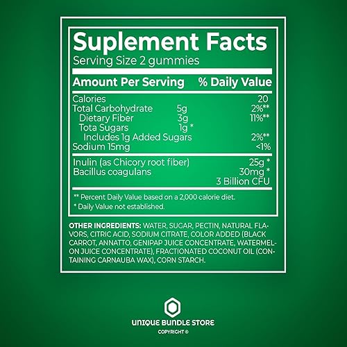 Miniatura 4 de Probióticos para mujeres y hombres 60 gomitas vegetarianas, 3 mil millones de UFC con inulina, suplemento de salud digestiva, varios sabores de