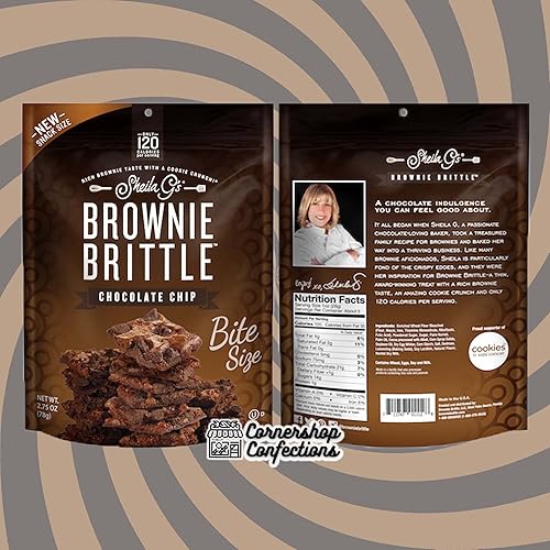 Miniatura 4 de Sheila Gs Brownie Brittle Paquete variado de 12 bolsas de tamaño bocado  4 cada uno  Caramelo salado y chispas de chocolate  En caja de confitería