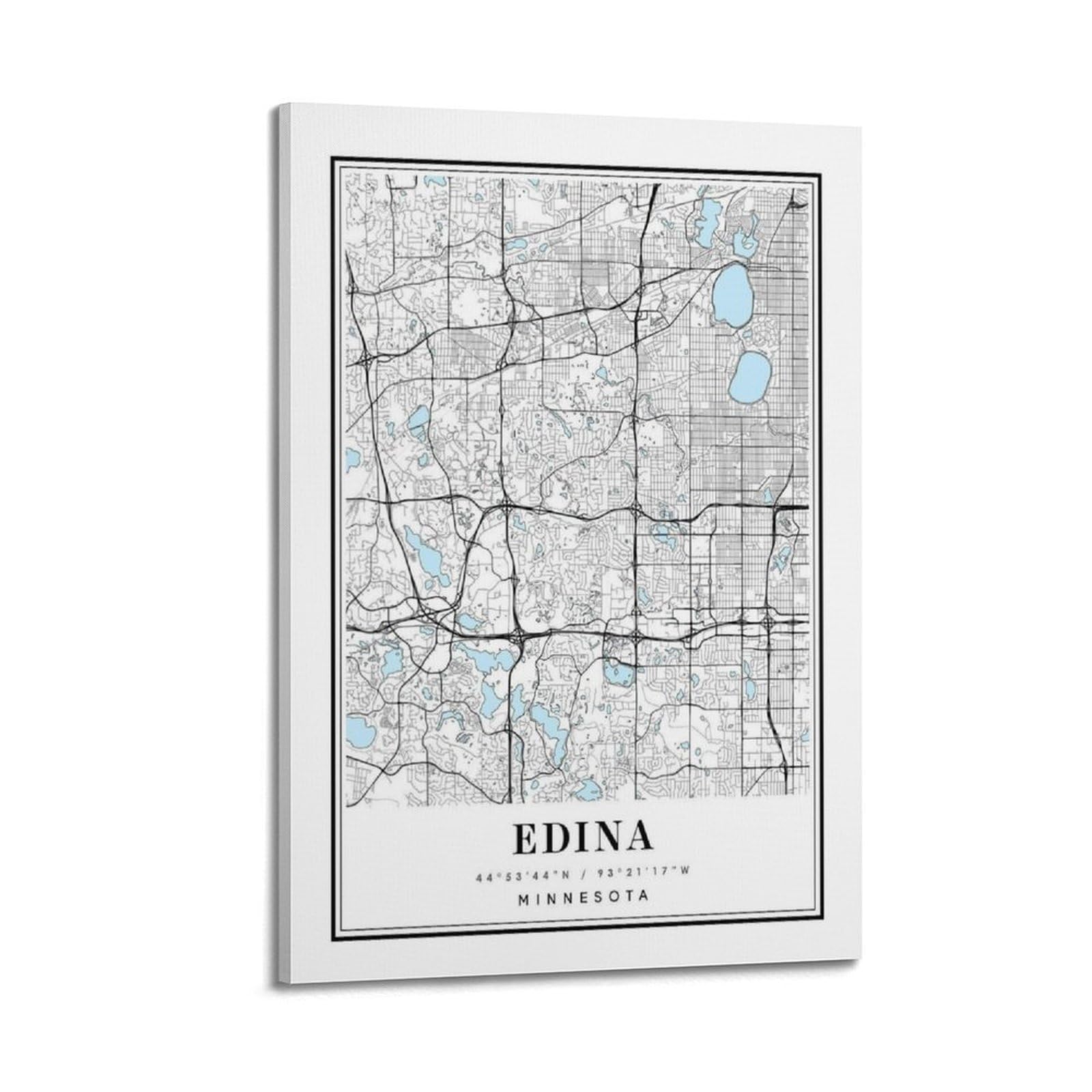 xiaoxiaoshen Edina Minnesota Map Canvas Poster Wall Art Prints Room Aesthetic Murals Bedroom And Living Decorations 24x36inch(60x90cm)