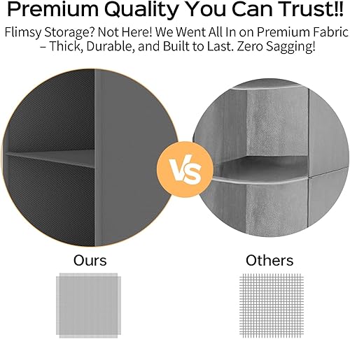 Miniatura 6 de ALLTIDYUP Organizador de armario colgante de 6 niveles de doble fila y almacenamiento, 12 bolsillos, estantes de almacenamiento de ropa con 3