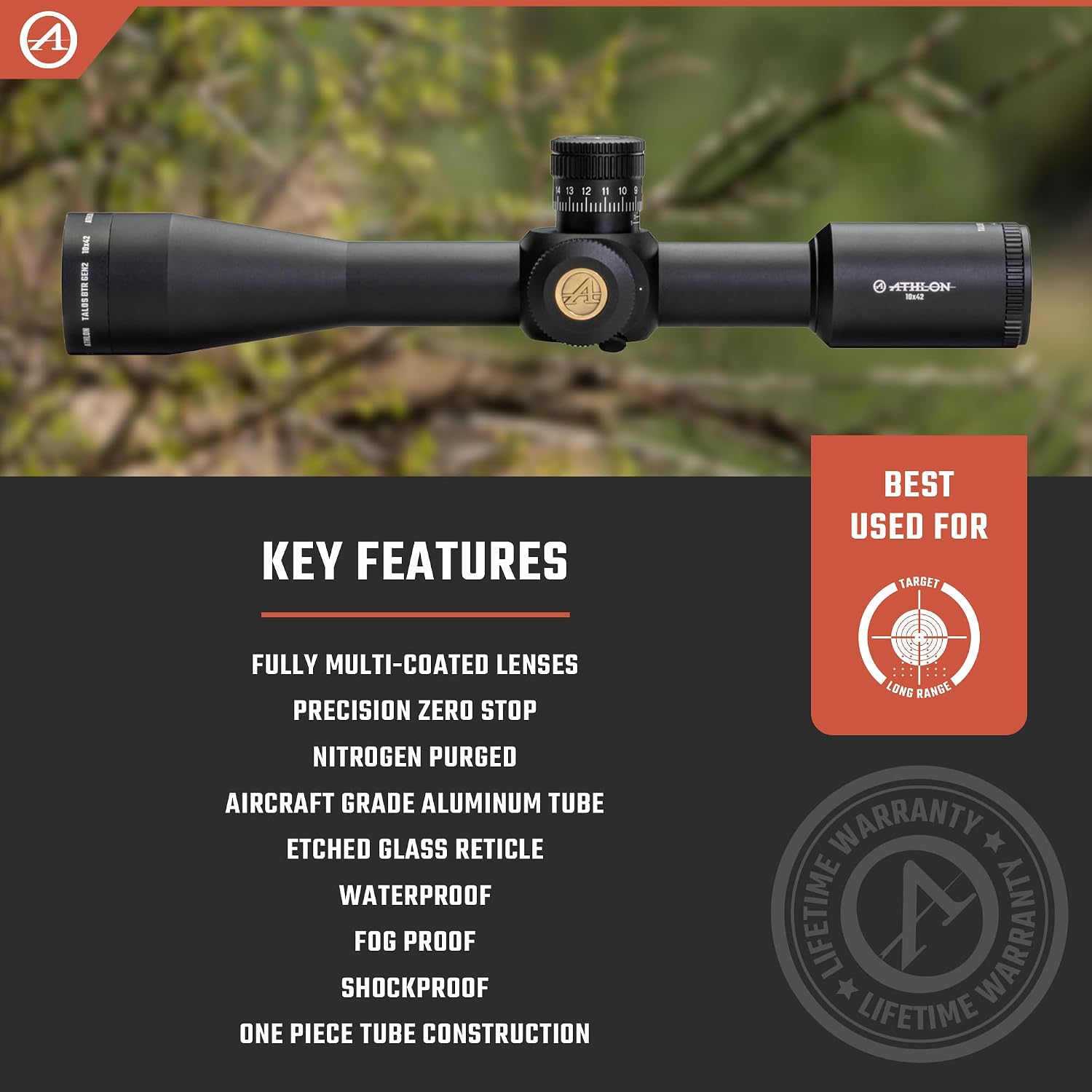 Talos BTR 10X42 Gen2 Scope Direct Dial, Side Focus 30Mm Tube Sfp, Aagr1-Moa