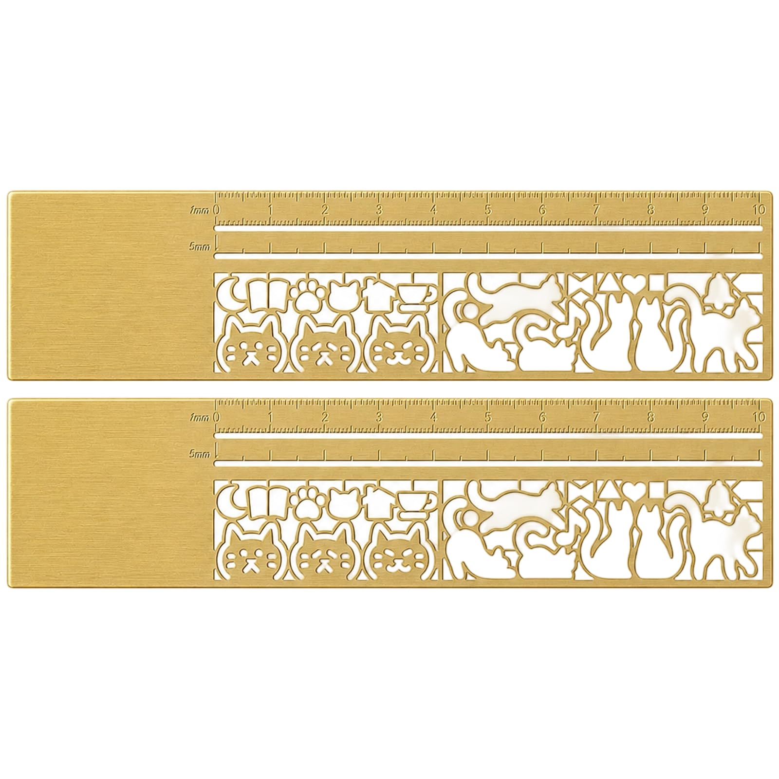 2Pcs Cat Bookmark Ruler, 2-in-1 Stationery Supplies with Measuring Scale