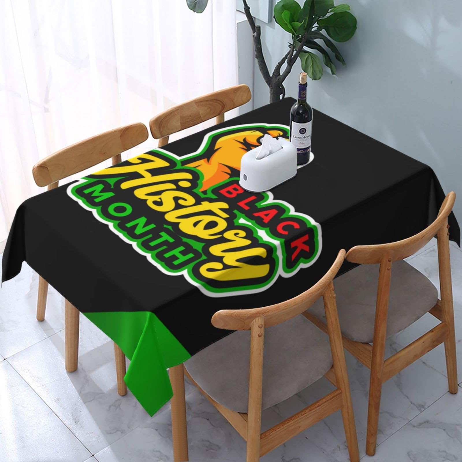 JunHeArt Black History Month Tablecloth Rectangle Table Cover Washable Table Cloths Decor For Kitchen 54" X 72"
