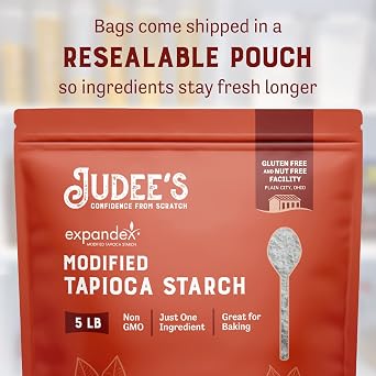 Judee's Gluten Free Expandex Modified Tapioca Starch - Smooth Sauce Thickener & Tapioca Pudding - Gluten-Free Bread & Tortillas - 80 Oz