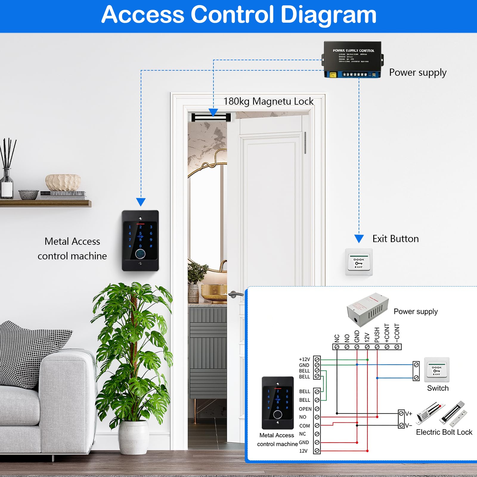 Cerradura inteligente, con huella dactilar y contraseña, gestión de contraseñas por app, sistema de cerradura electrónica para puerta principal, para hogar escuela hotel y empresa