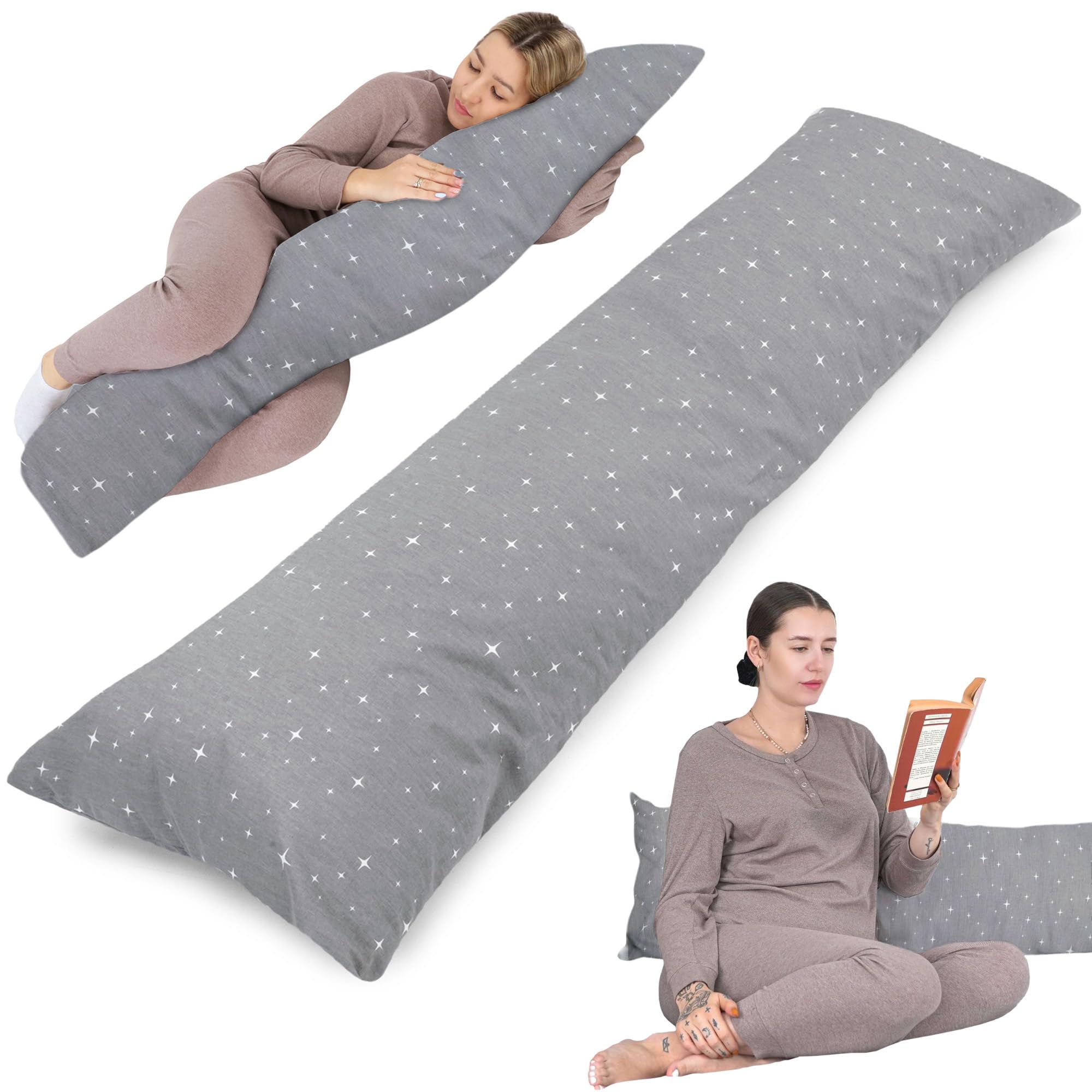 Totsy Baby Cuscino per chi dorme sul fianco con fodera Cottone 40 x 145 cm - cuscino comfort cuscino per dormire cuscino per traversina laterale cuscino per il corpo Galassia
