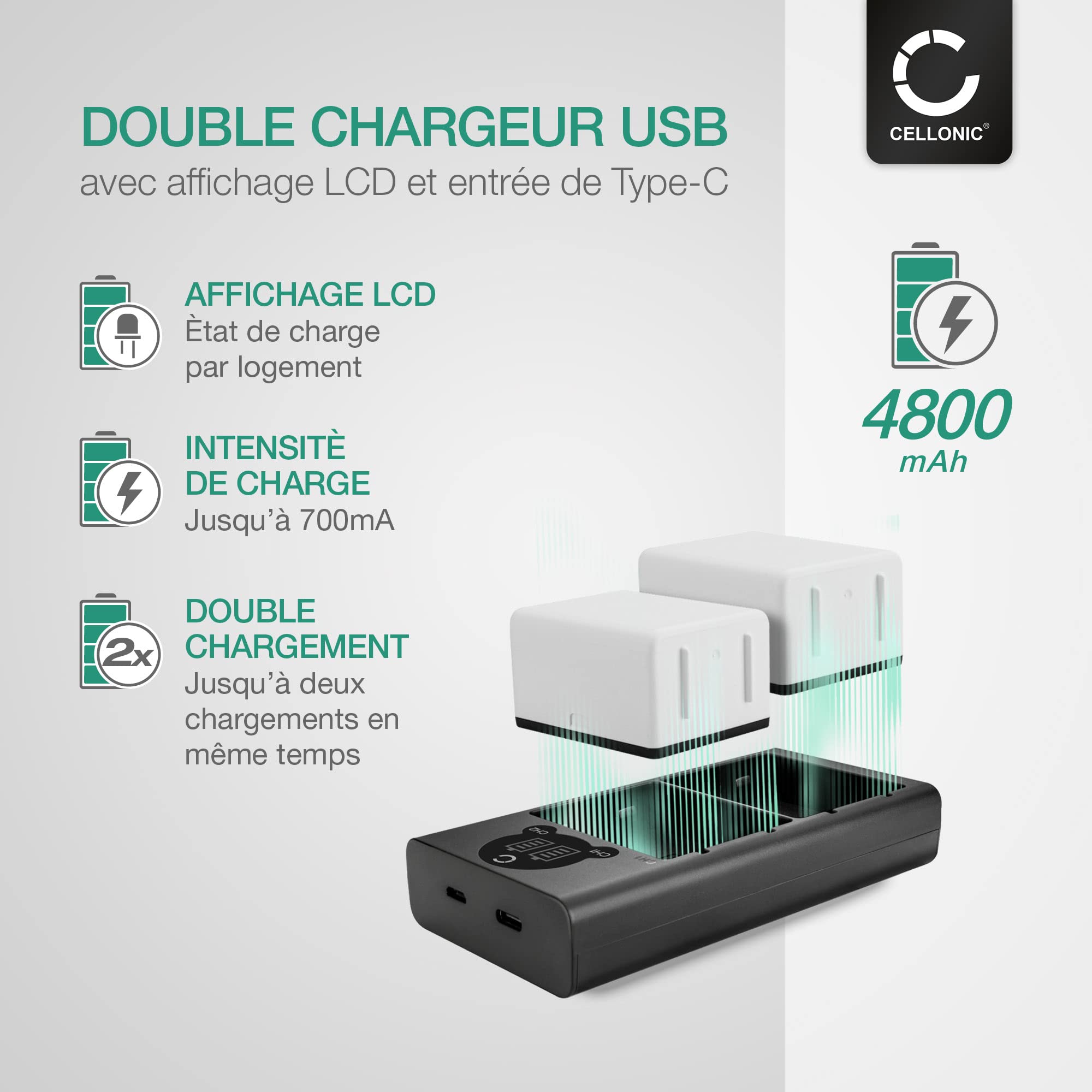 Batterie Arlo CELLONIC - Compatible Pro 4/3/Ultra 2/5/4K - 4800mAh 3.85V - Remplacement Caméra Sécurité