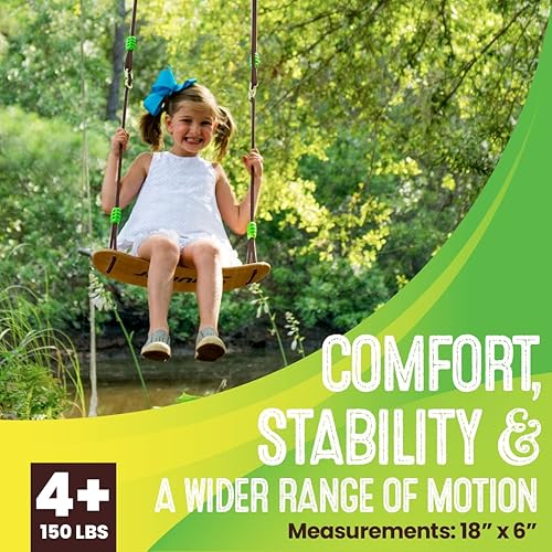 Miniatura 7 de Swurfer - Columpio para árbol, juegos de columpios para patio trasero, columpio al aire libre para niños, fácil instalación, columpio de madera de