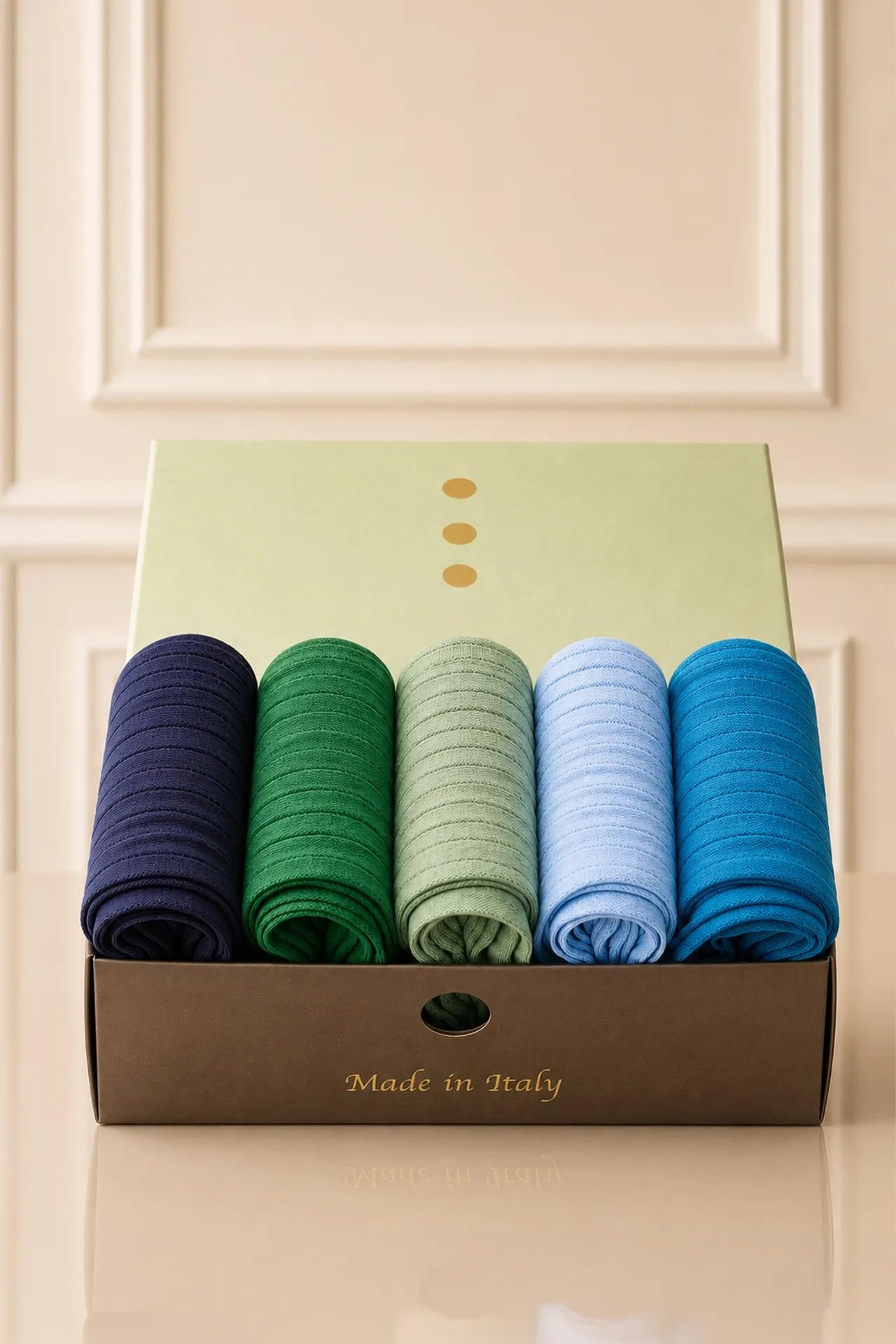 GATTI A POIS Box da 5 Calze Lunghe Donna in Filo di Scozia, Cielo e Terra, Cotone, Elegante, 5 Paia, Made in Italy
