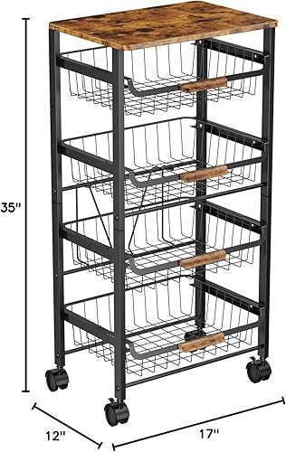 Miniatura 8 de MAWEW Almacenamiento de papas, contenedor de almacenamiento de papas y cebollas de 5 capas, soporte de cocina retro, cesta de frutas y madera de