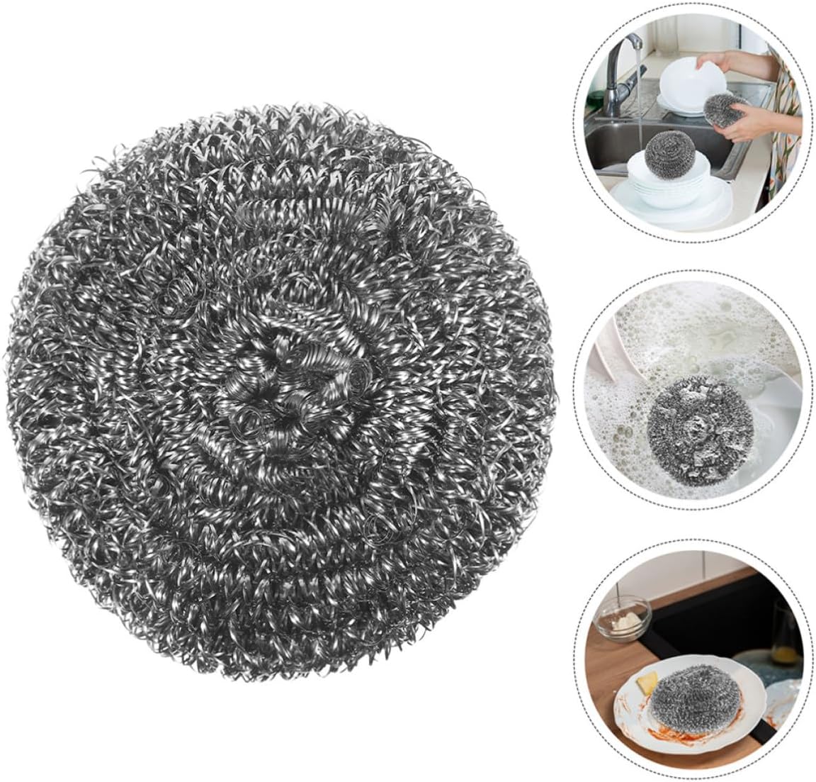 8pcs Stainless Steel Scrubber Balls Metal Kitchen Cleaning Brush Pot and Pan Scrubbing Pads for Dishwashing and Home Kitchen Use