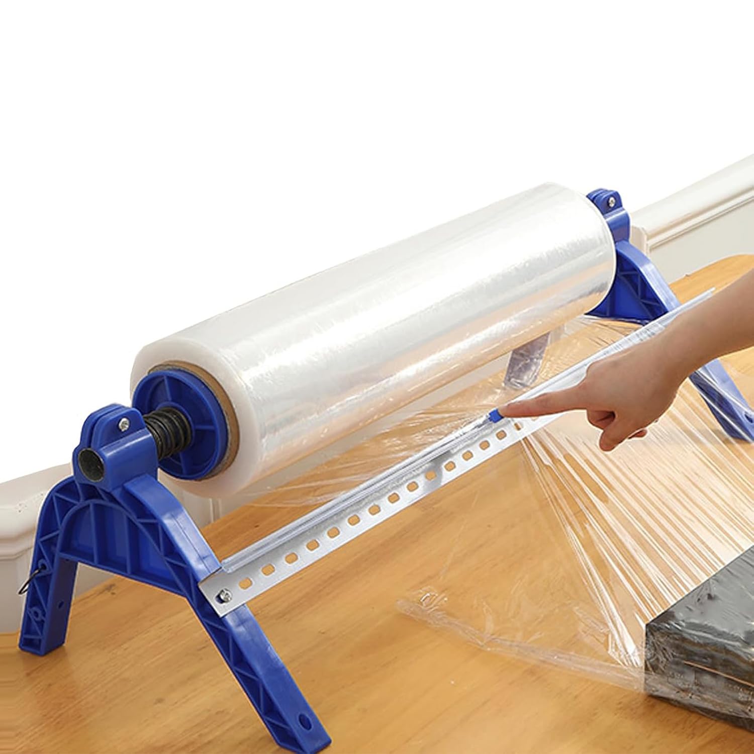 Dozownik folii stretch, ręczna maszyna do owijania folii stretch z obcinaczem, uchwyt ze stali nierdzewnej, ręczny dozownik rolek do folii o szerokości 30~50 cm