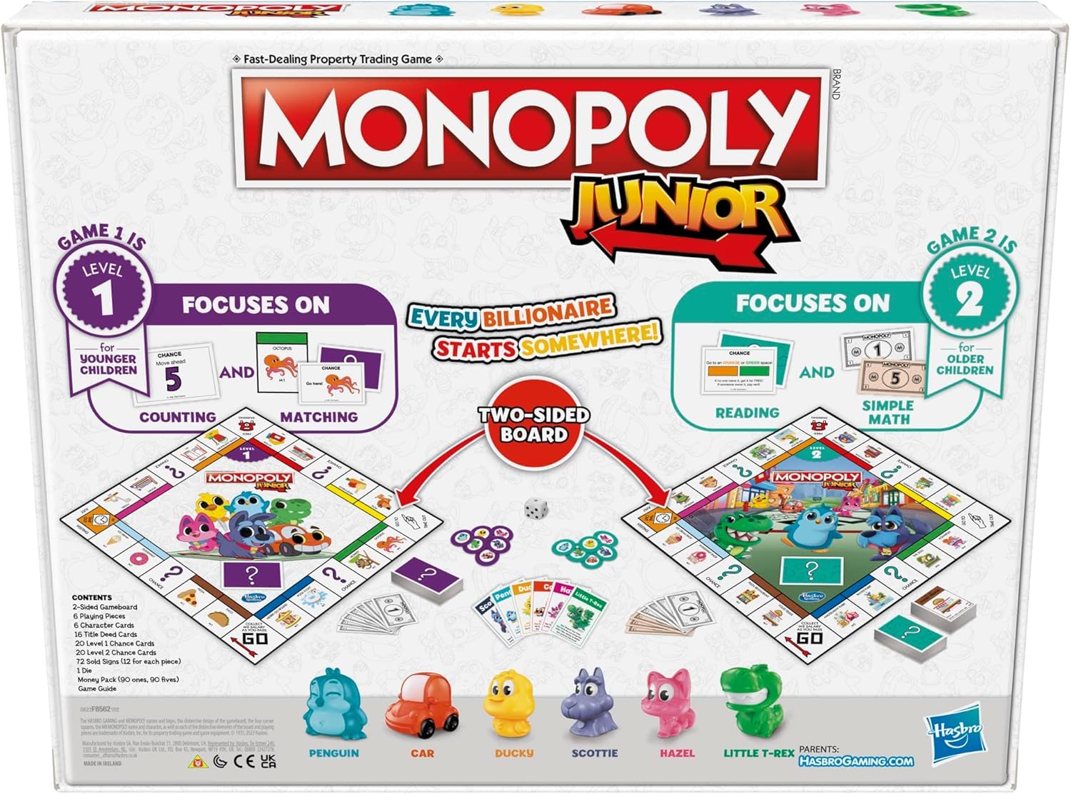 Hasbro Gaming Monopoly Junior, Juego de Mesa Familiar para niños de más de 4 años, Juegos de Estrategia para 2-6 Jugadores