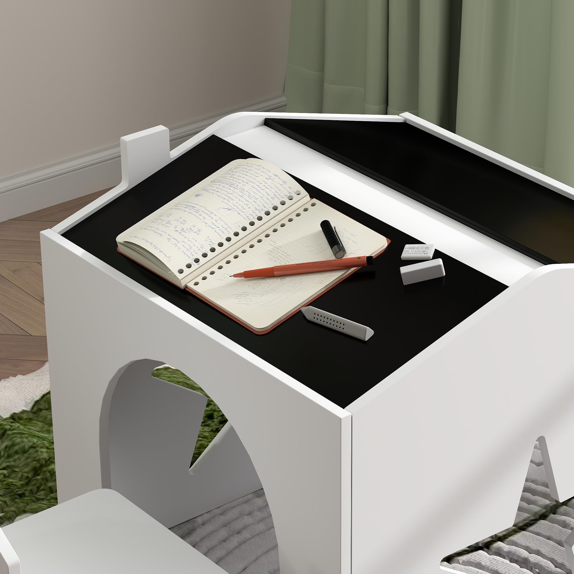 AIYAPLAY Ensemble 1 Table et 2 Chaise 3 Pièces pour Enfants 3-8 Ans Blanc