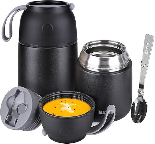 Tarro térmico aislado para alimentos fríos y calientes para niños y adultos, recipientes térmicos de comida caliente para sopa de 17 y 24 onzas para