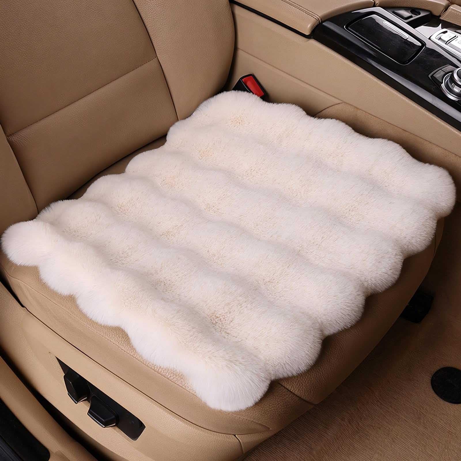 Funda de Asiento de Felpa con Tacto Suave para Toyota Prado 5seats 2010-2019, Cojín Cálido para Conducción para Asientos Delanteros y Trasero,Beige
