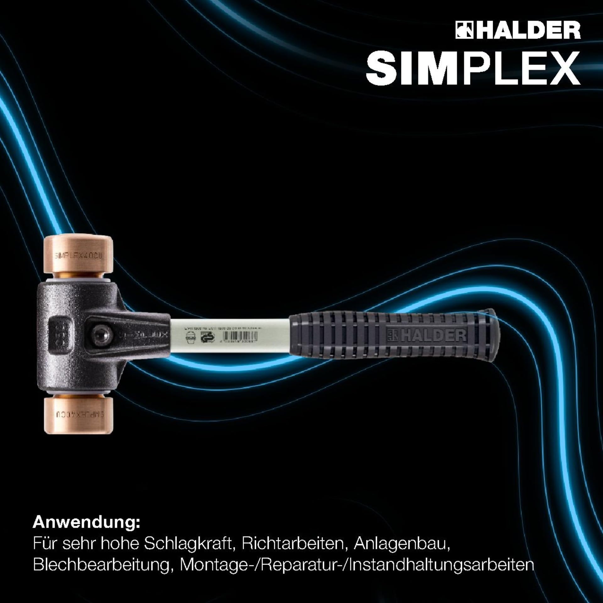 SIMPLEX-Schonhammer, Kupfer; mit verstärktem Tempergussgehäuse und Fiberglasstiel | D=30 mm | 3704.030