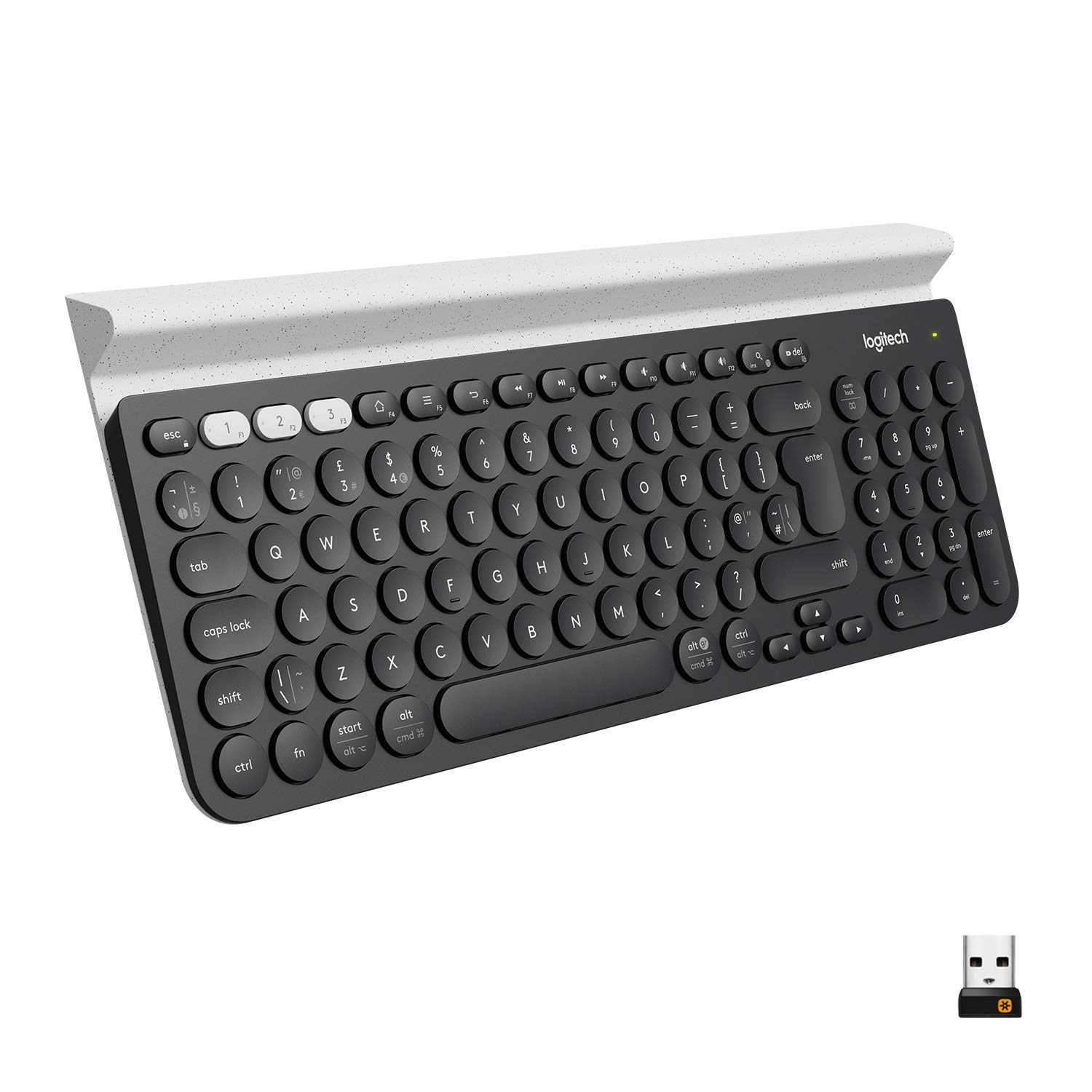 Logitech K780 Keyboard - Wireless Connectivity - Bluetooth - White, Dark Grey - Retail (Renewed)