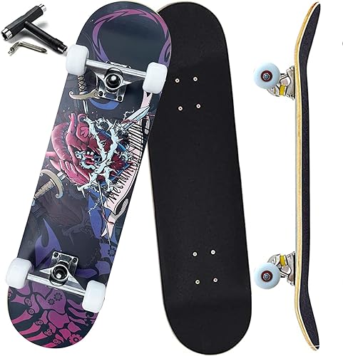 Anyfun Patinetas Pro completas para principiantes, niñas, niños, jóvenes, adolescentes, adultos, 31 x 8 pulgadas, patinetas de 7 capas de arce disponible en Yaxa Peru