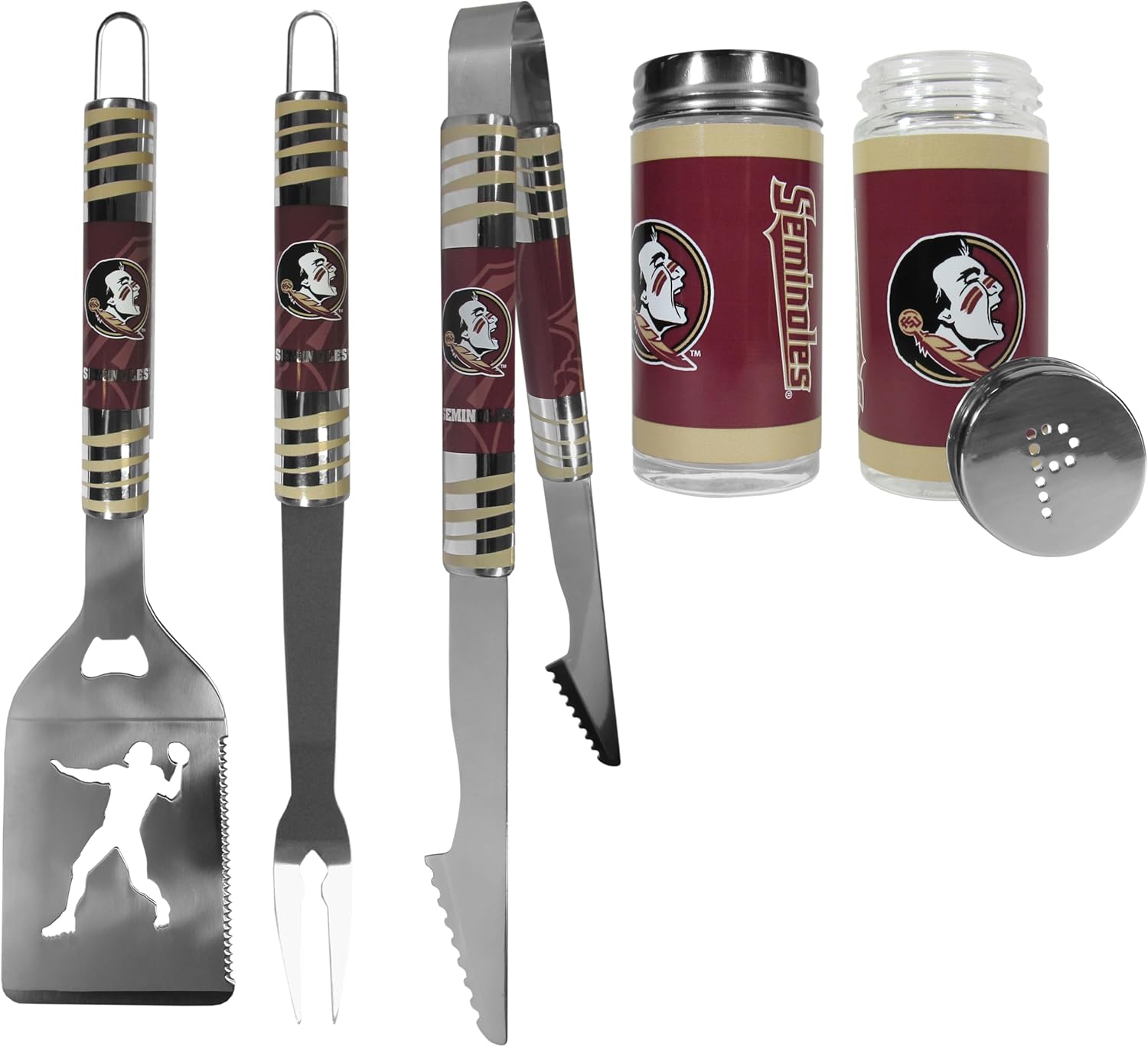 Siskiyou Sports NCAA Florida State Seminoles 3pc Tailgate BBQ Tools w/Shakers, Team Colors, One Size