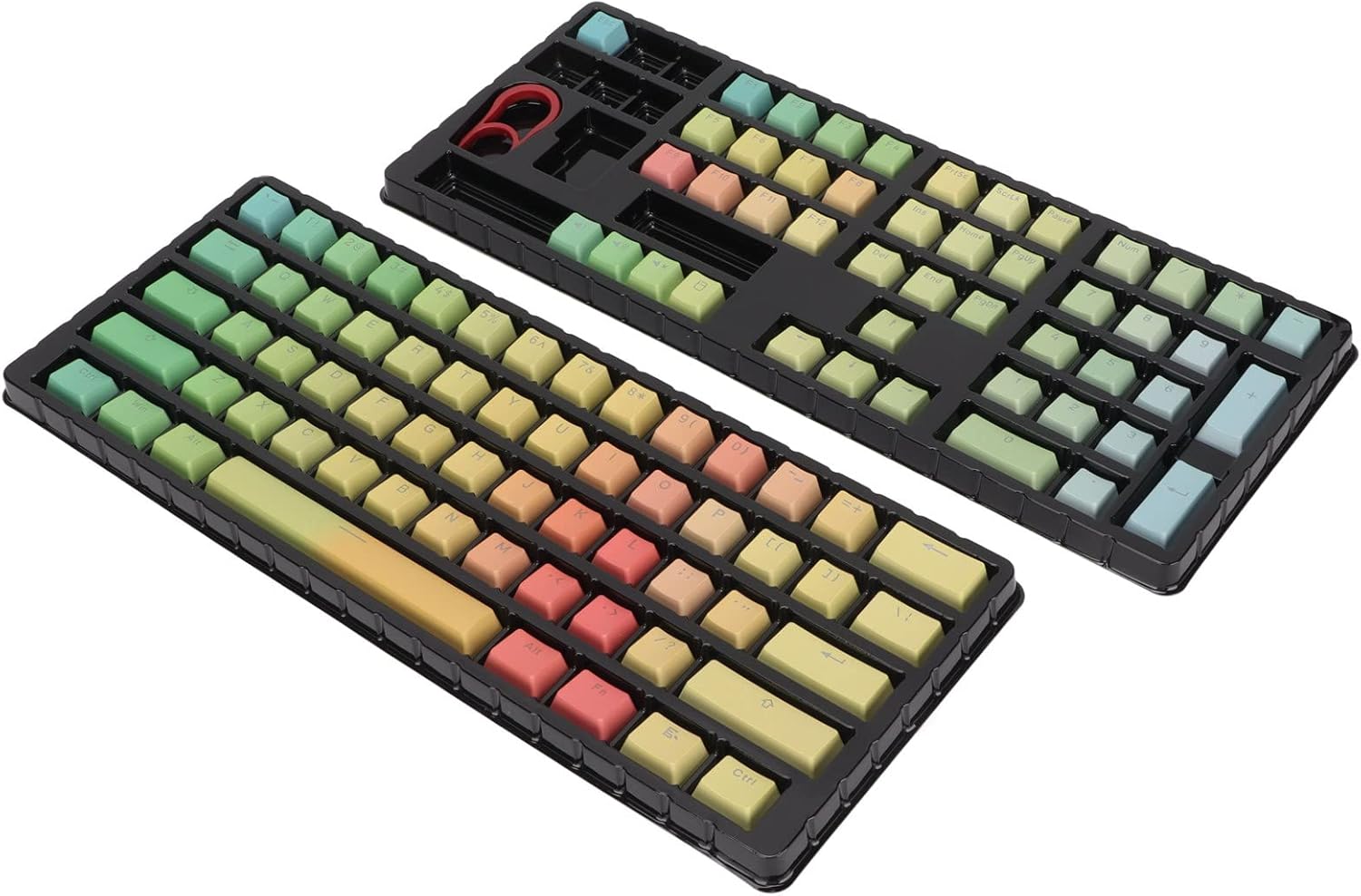 PBT Translucent Sublimation Rainbow Gradient Keycaps, Mechanical Keyboard Keycaps Set for 108/87/61 Key Universal Layout with Backlit Characters and Ergonomic Profile