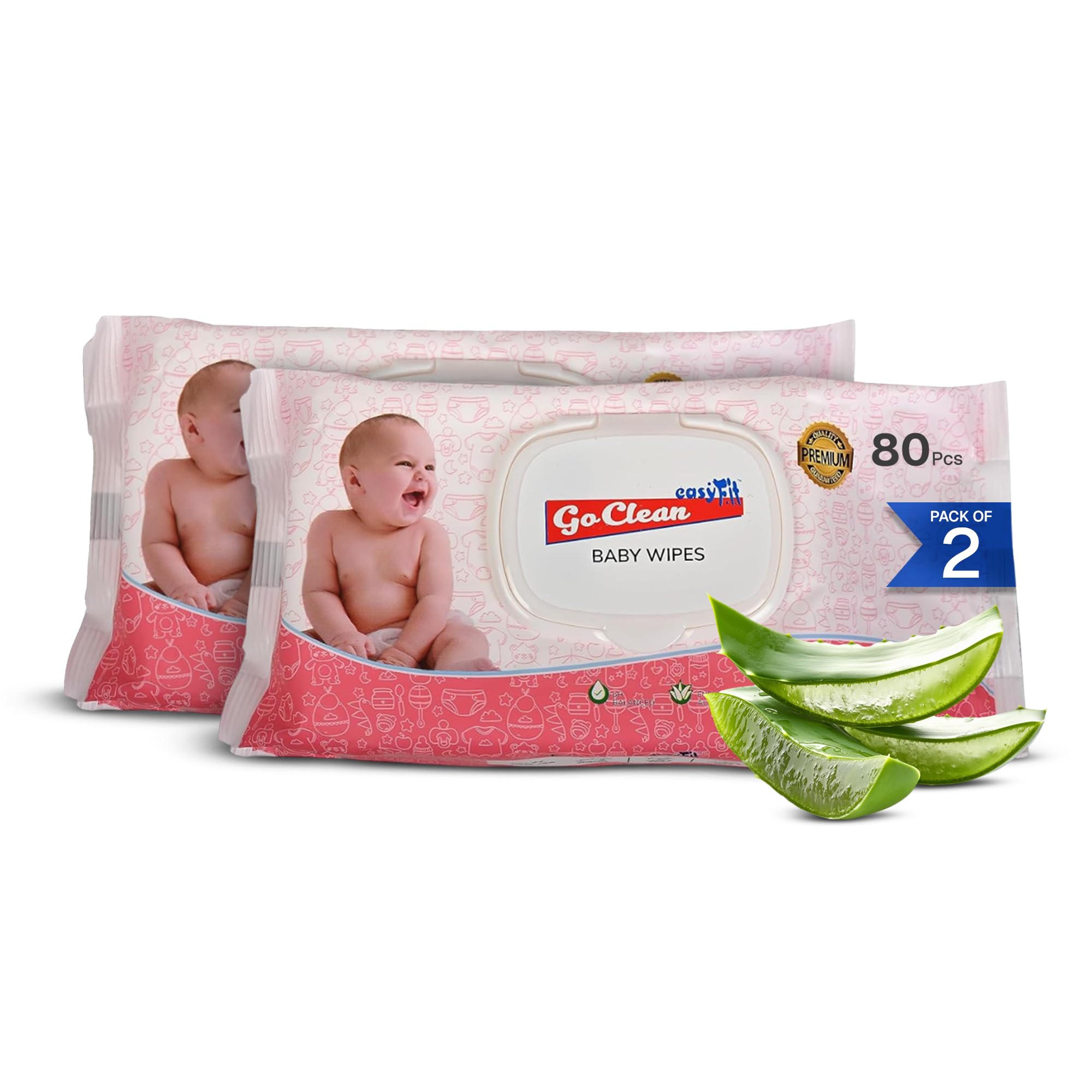 Easyfit Baby Wipes Pack of 2 | Gentle Wet Wipes for New Born Baby | Ultra Soft, Alcohol-Free & pH Balanced | Essential Baby Care Combo for Sensitive Skin-image-2