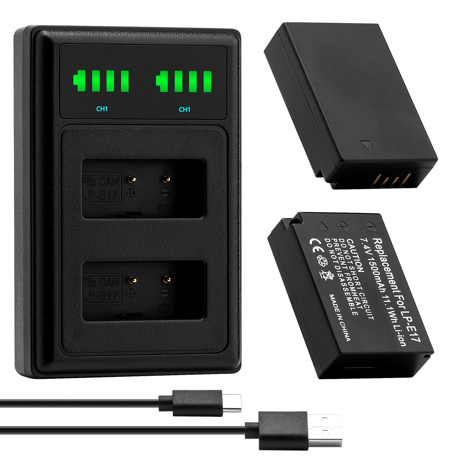 BCMCZCDC LP-E17 Battery and LED Dual Charger for Canon EOS Rebel T8i T7i T6i T6s SL2 SL3,EOS R50 R8 RP R10, EOS M3 M5 M6, 200D 77D 750D 760D 800D 8000D, KISS X8i Camera