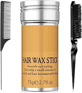Hair Wax Stick Set (3 Pack) with Edge Brush & Pin Comb for Flyaways, Slick Back Hair Styling, Baby Hair Control, Clean Gir... Price In India