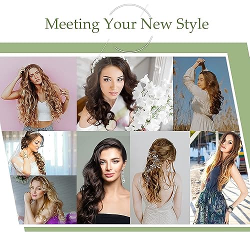 Miniatura 6 de HSPJHTM Extensiones de cabello castaño con clip para mujer, extensión de cabello de Halloween de 22 pulgadas, sintético, 5 piezas, largo, lacio,