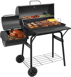 Charcoal Grill with Offset Smoker,BBQ Grills with Front Table,Outdoor Cooking with 535 Square Inches,Backyard Camping Picnics,Patio and Parties,Black by DNKMOR