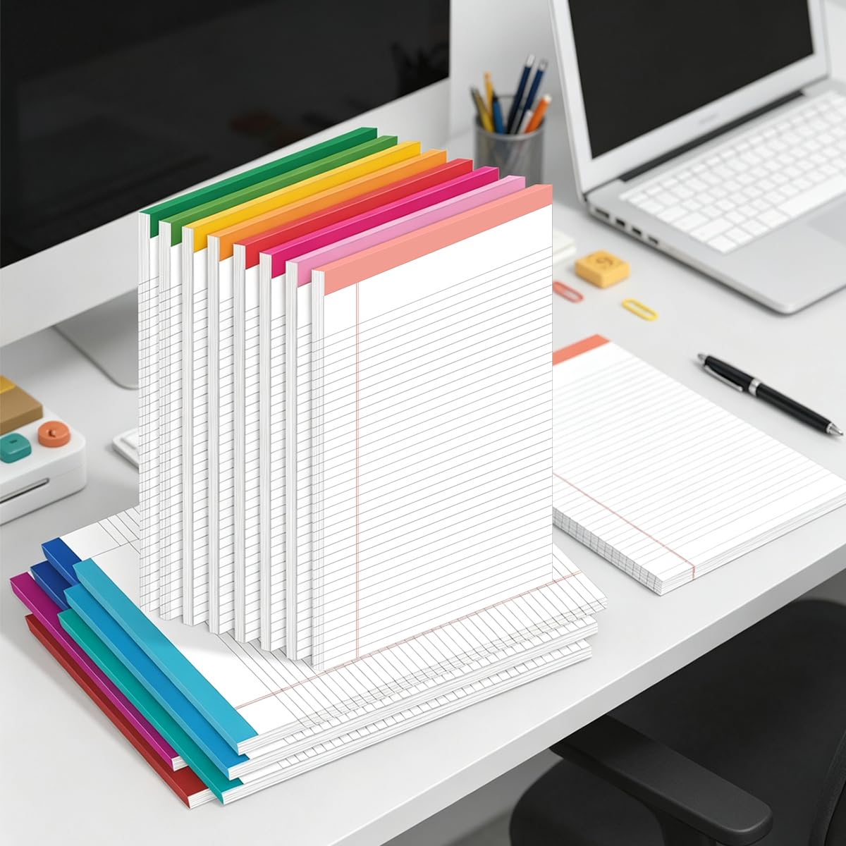 Yaridar Confezione da 15 blocchetti per appunti da 21,6 x 28,5 cm, 50 fogli/confezione, blocchi per appunti colorati con stampa trasparente, blocchi per appunti di carta, blocchi per appunti