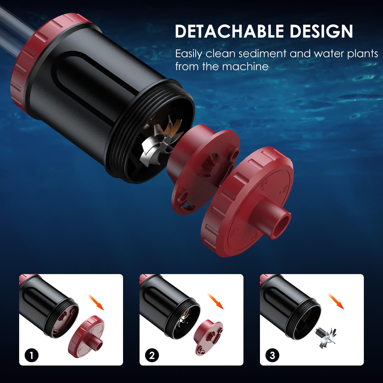 Aspiradora eléctrica de grava para acuarios de 36 W: limpiador de grava al vacío para peceras con fuerte succión para cambio automático de agua, removedor de algas, lavado de arena, ducha de