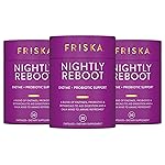 FRISKA Nightly Reboot Enzyme and Probiotics Supplement, Promotes Better Digestion and Sleep, Supports Gut Health for Men and Women, Melatonin, Chamomile, 90 Capsules