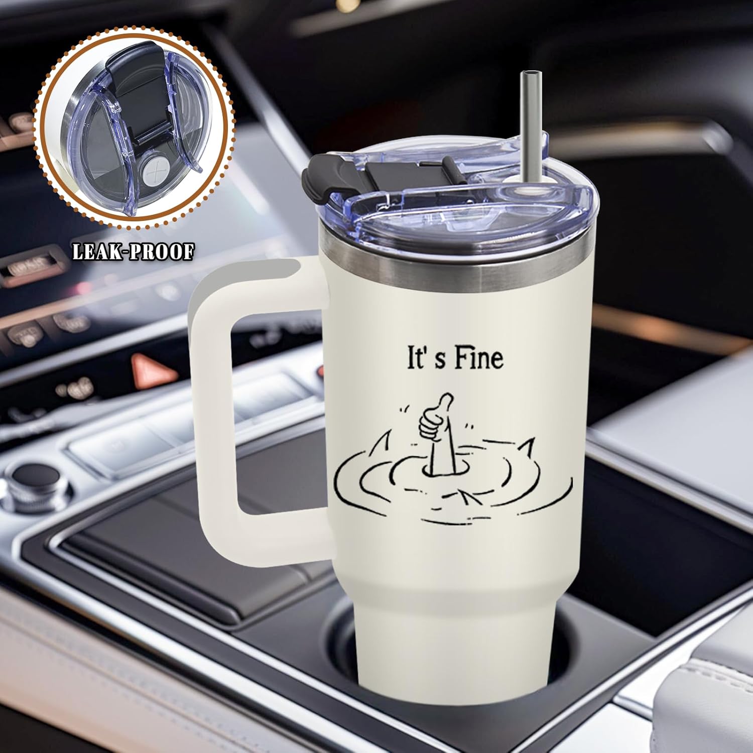 DUUV Motivational Gifts, Funny Saying Tumbler 40 Oz with Handle Lid and Straws, Funny Coworker Gifts for Work Office, Inspirational Gift for Birthday Christmas, 1PCS - Image 6