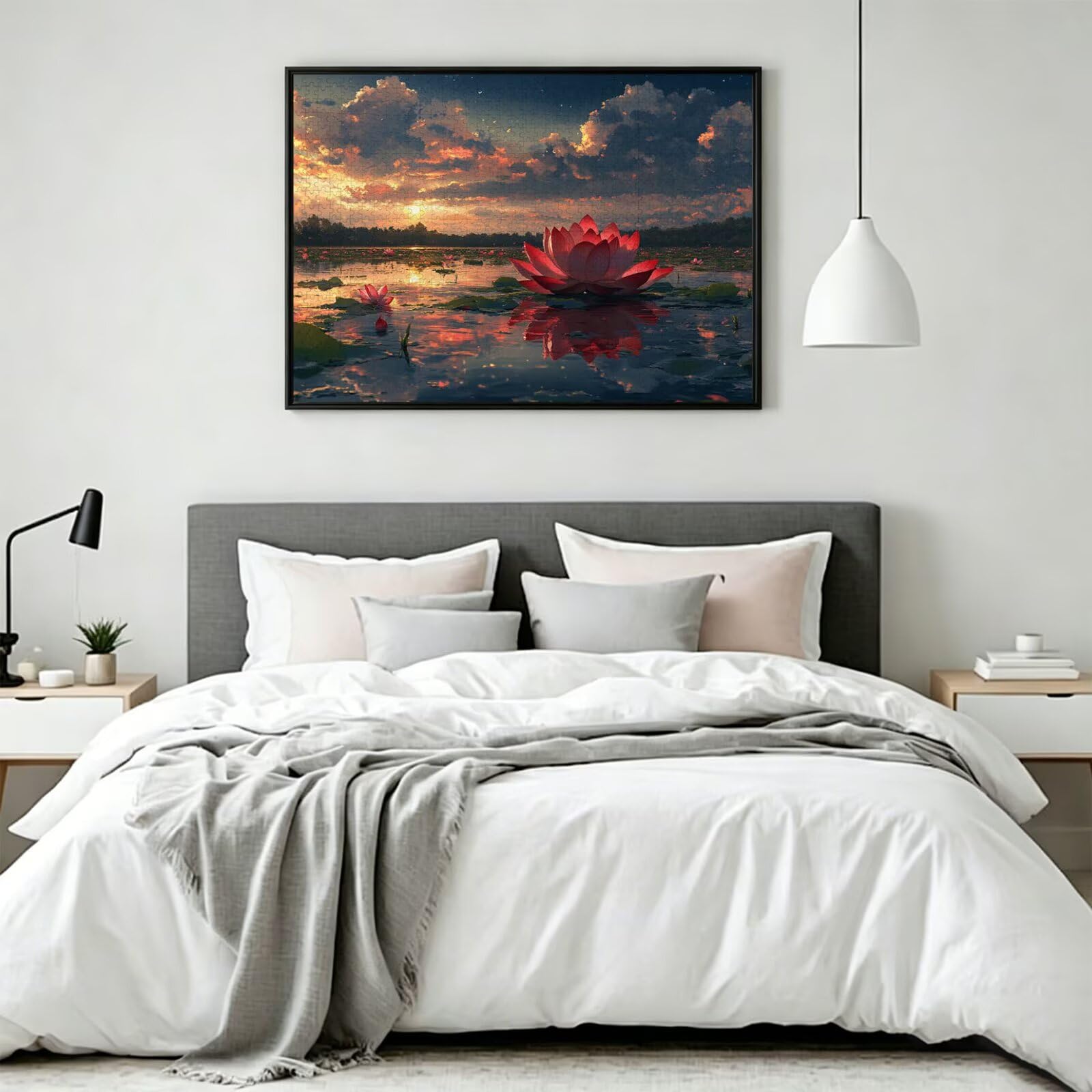 Puzzle 1500 sztuk lotosu trudne drewniane puzzle, n-417 | Niemożliwe wyzwanie, inteligentna gra zręcznościowa, gry logiczne dla całej rodziny, pomysł na prezent, zachód słońca