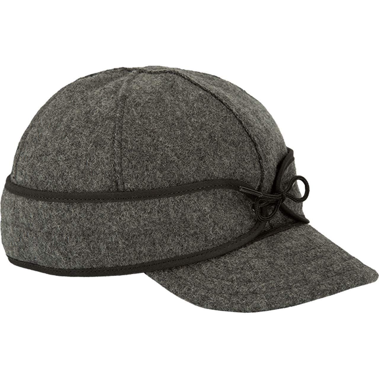 Stormy Kromer The Original Cap, Wool Blend Hat, Winter Warm Outdoor Cap for Men & Women, with Cotton Flannel Lining, Earflaps, Classic Cold Weather Gift, Charcoal, 8