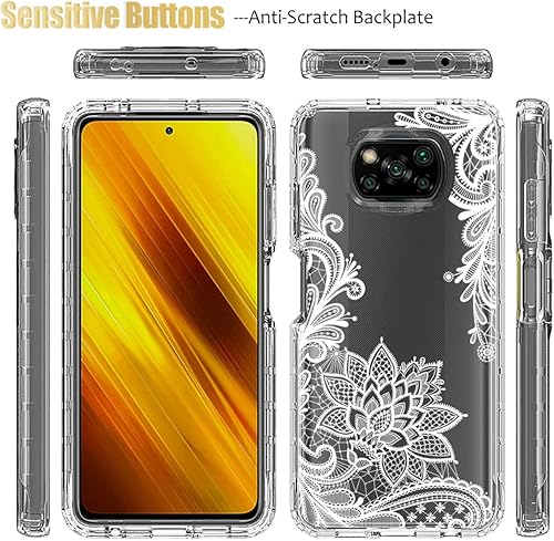 Miniatura 5 de Funda para Poco X3 NFCPoco X3 ProPoco X3, M2007J20CG con protector de pantalla de vidrio templado, funda protectora de cuerpo completo con bonito