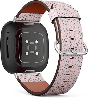 CJBROES Replacement Leather Watch Band, Compatible with Fitbit Versa 3 and Fitbit Sense of Wristband Bracelet Accessory - Trendy-terrazzo-Style