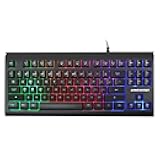 Lumsburry Computer Keyboard, 87 Keys Compact Wired USB Keyboard with Rainbow LED Light Up Backlit for PC Gaming Laptop Teclado Gamers Office Working