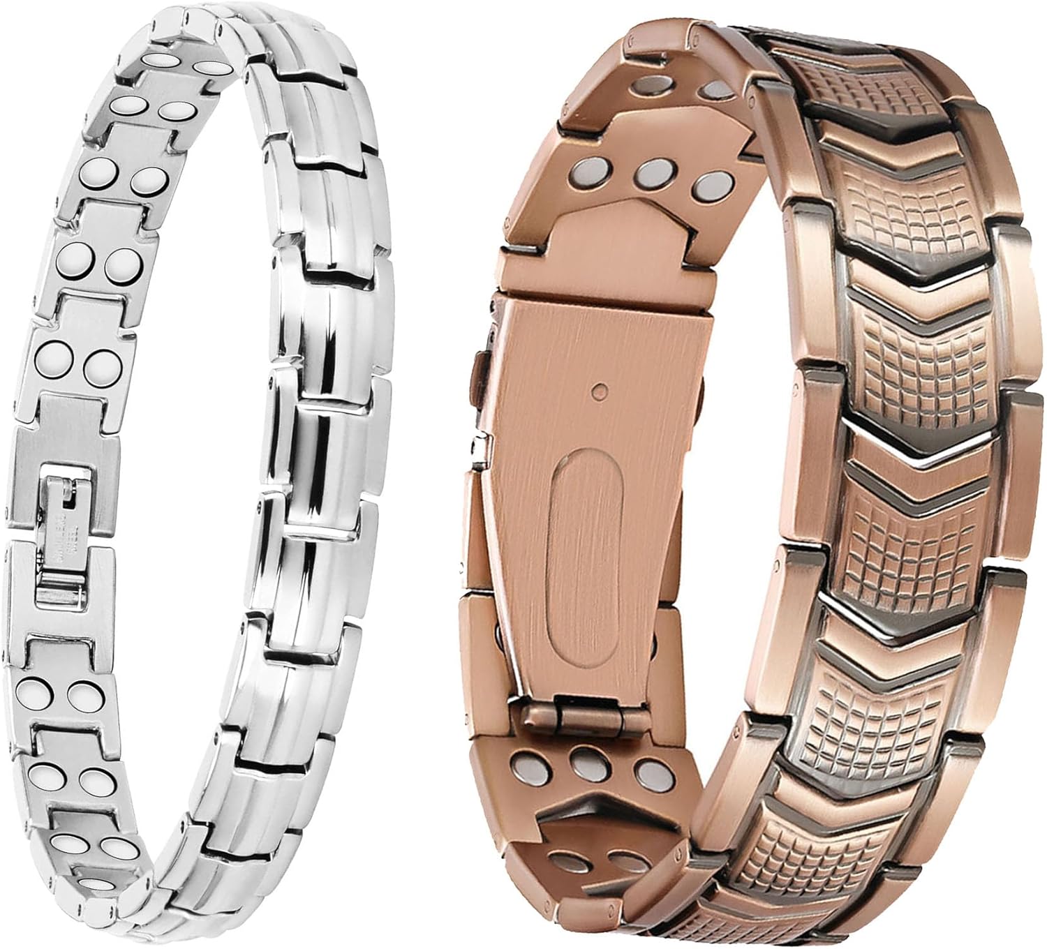 Feraco Copper Bracelet for Men Women 3X Strength,2 Magnetic Therapy Bracelet Copper Jewelry with Powerful 3800 Gauss Magnets,Premium Fold-Over Clasp