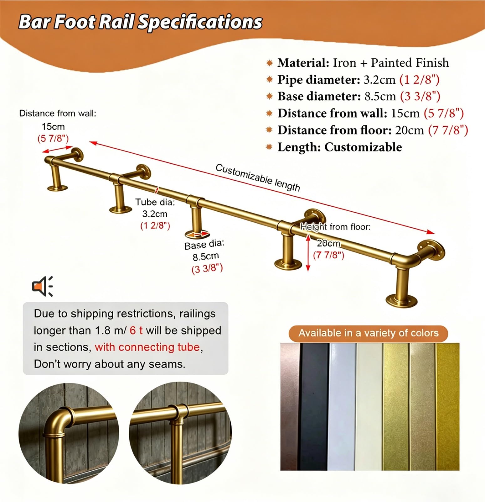 Generisch Fußstütze aus Edelstahl für die Unterbaumontage – 20 cm hoch, zur Wand- und Bodenmontage, robuste Barfußstütze für Barhocker, Komfortables und modernes Design