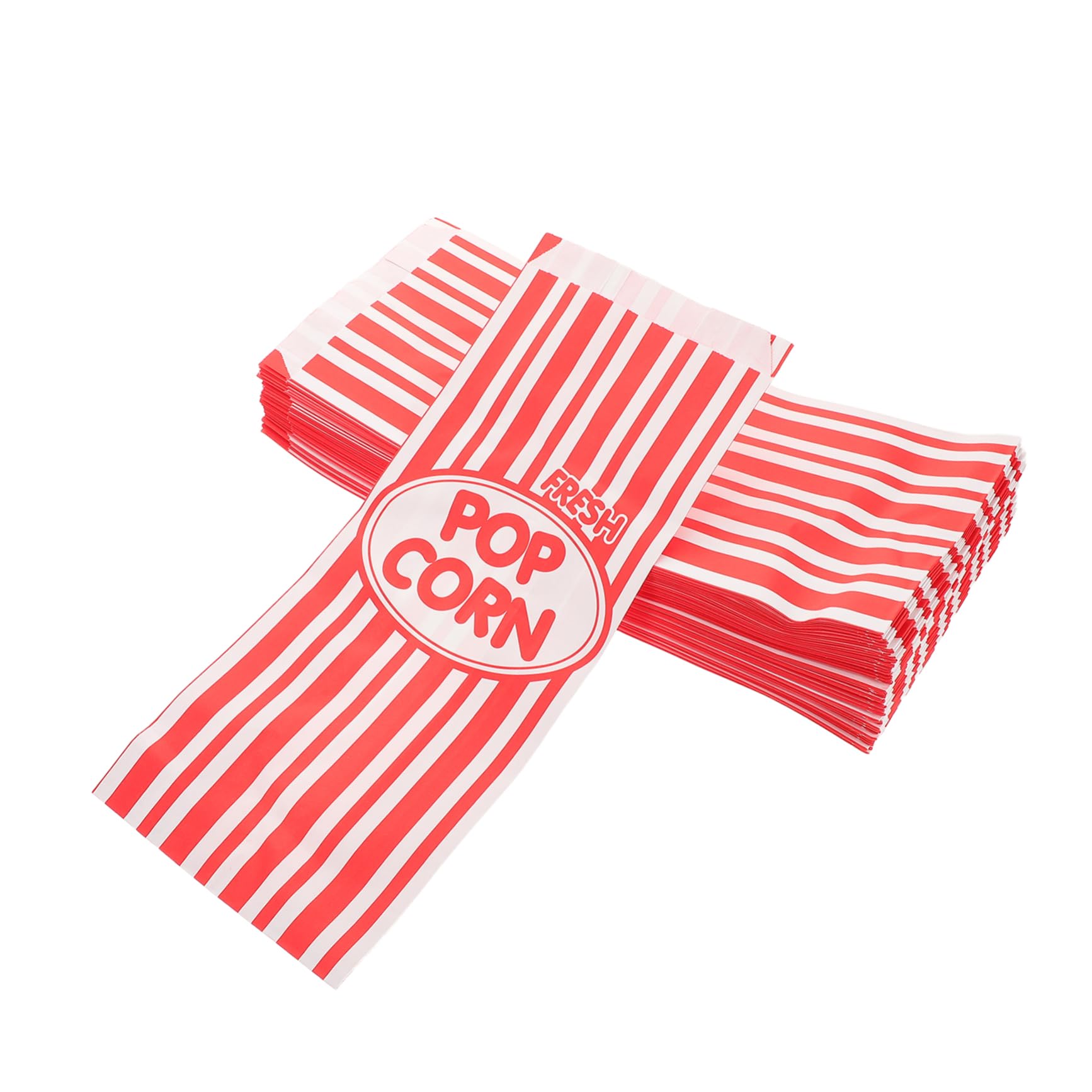 VALICLUD 50Pcs Popcorn Bags Grease Resistant Paper Snack Containers Striped Design Parties and Carnivals for Individual Servings and Versatile Snack Use