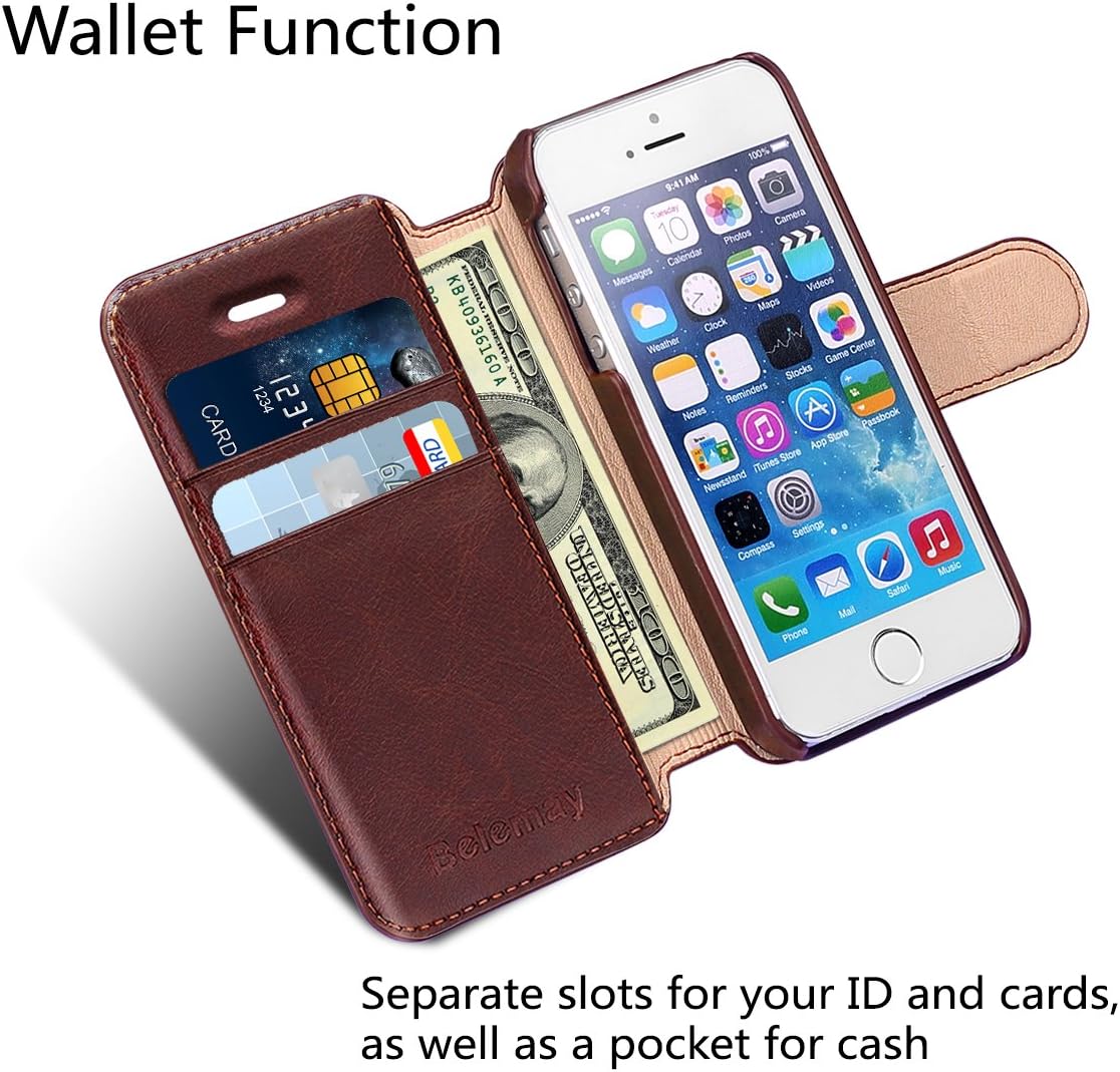 Flаѕh Sаlе Belemay iPhone SE Case (2016 Edition), iPhone 5S Case, iPhone 5 Case, Genuine Leather Wallet Case, Flip Folio Cover Magnetic, Card Holder Slots, Compatible iPhone SE (2016 Edition)/5S / 5, Brown Crаzу Clеаrаnсе Belemay iPhone SE Case (2016 Edition), iPhone 5S Case, iPhone 5 Case, Genuine Leather Wallet Case, Flip Folio Cover Magnetic, Card Holder Slots, Compatible iPhone SE (2016 Edition)/5S / 5, Brown