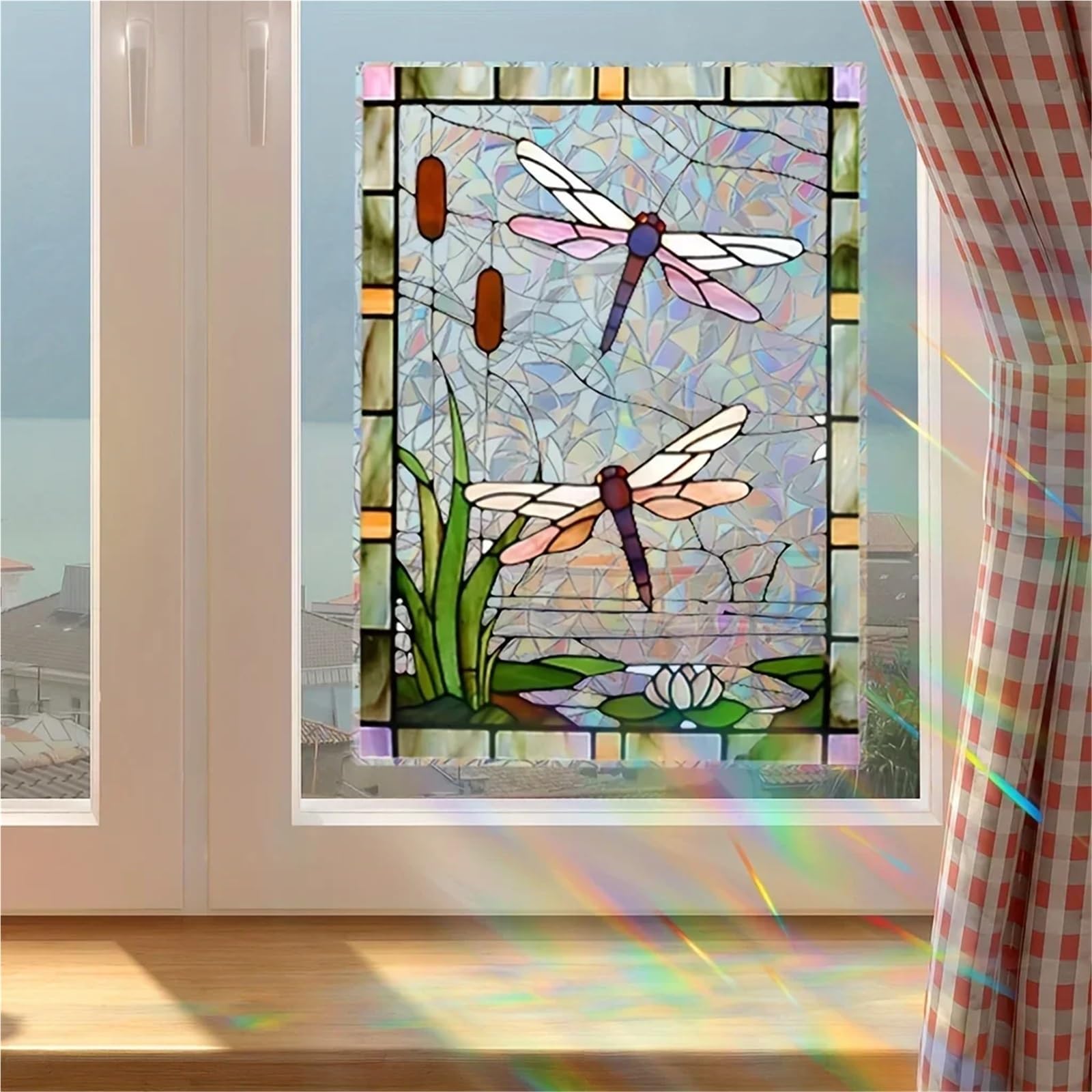 Fensterfolie Bunt Statische Haftfolie 3D Buntglas Privatsphäre Aufkleber for Dusche Windows Wohnzimmer Dekor