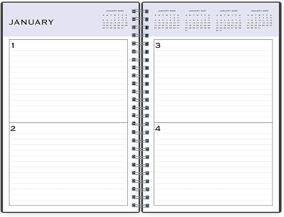 Blue Sky Undated Daily Planner, Flexible Cover, Twin-Wire Binding, 5.5 x 8.5, Passages
