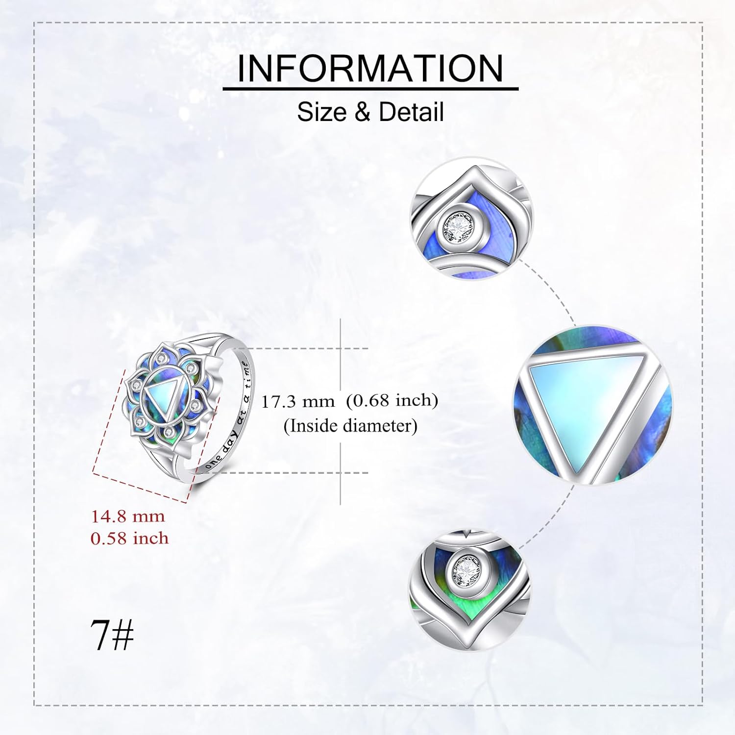 URONE Lotus Ring 925 Sterling Silver Sobriety AA Ring Moonstone Lotus Yoga Jewelry Gifts For Women - Image 5