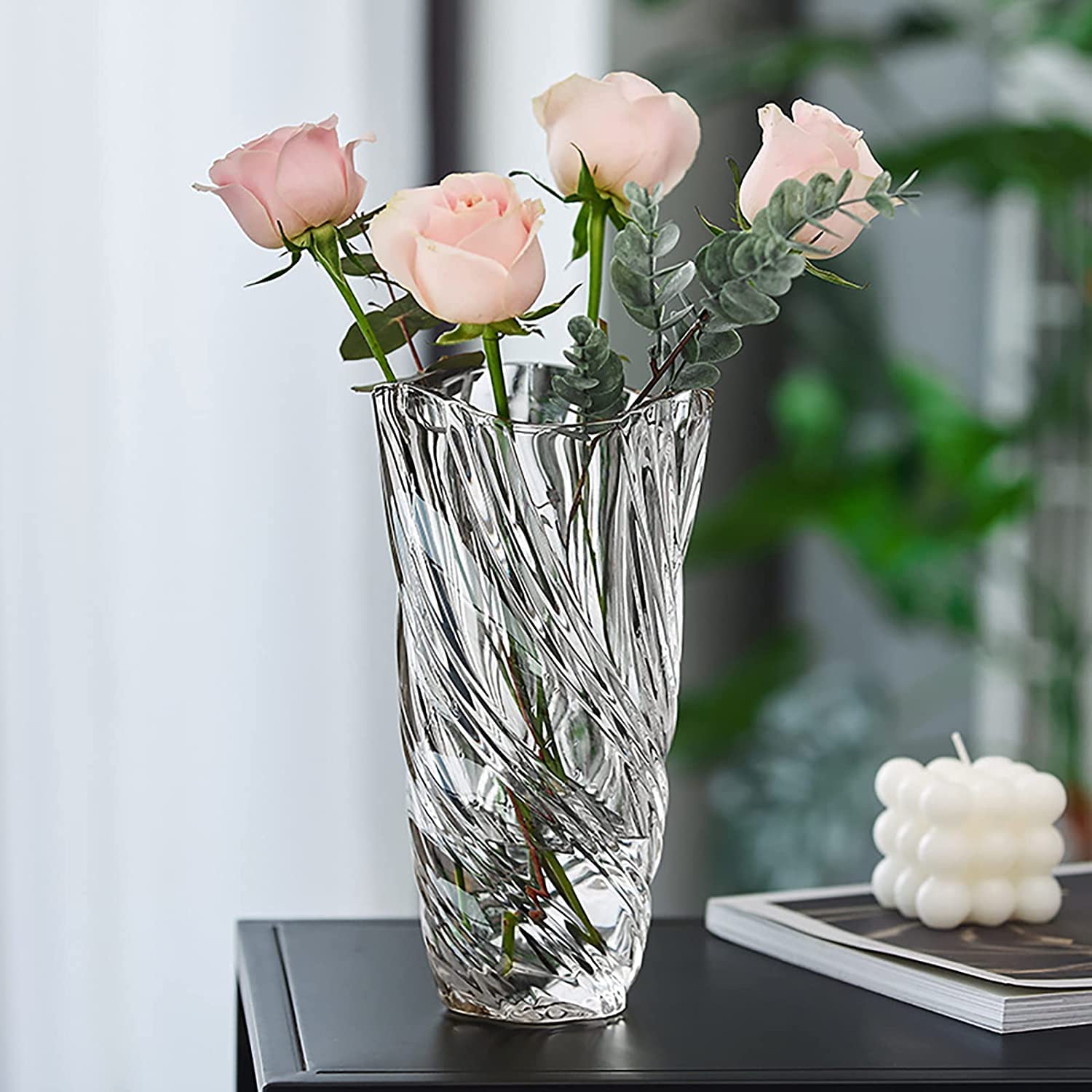 Glazen Bloemenvaas, 24 Cm Hoge Moderne Minimalistische Scandinavische Handgemaakte Bloemenarrangement Thuiskantoor